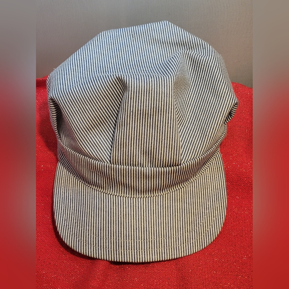 J Hats Size Medium Striped Vintage Made in USA Hat Engineering/Railroad